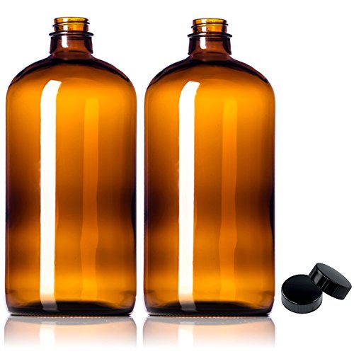 32oz Amber Glass Bottles (2 Count)