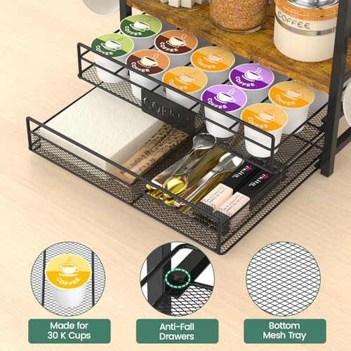 Coffee Bar Organizer Station Shelf Mug Holder for Countertop