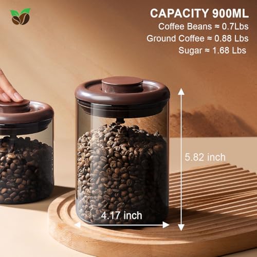Glass Coffee Canister 900ml x 2 Jar (2 Count)