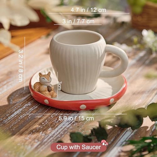 Cute Mushroom Mug with Saucer