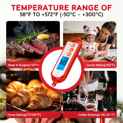 Digital Instant Read Meat Thermometer Kitchen Cooking Food Candy Thermometer for Oil Deep Fry BBQ Grill Smoker Thermometer by AikTryee