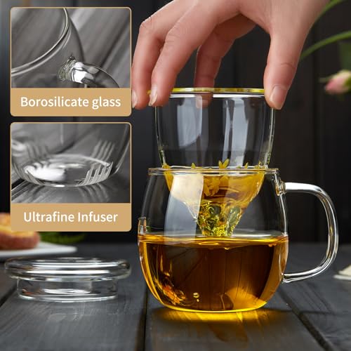 Glass Tea Cup with Infuser and Lid
