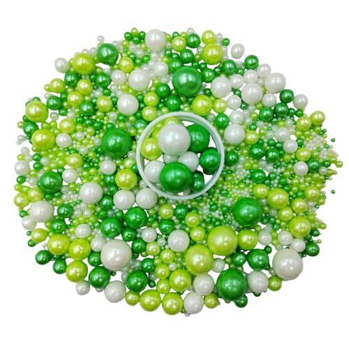 Edible White Green Sugar Pearls Candy Sprinkles 120G (4.23 Ounce)