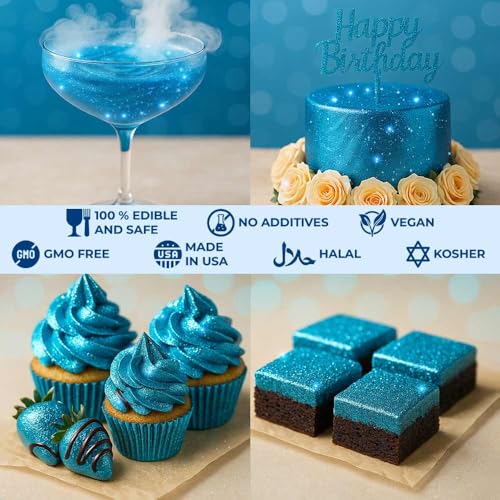 Blue Edible Glitter for Drinks Bulk 20g
