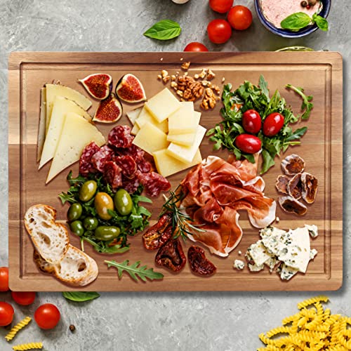 Solid Acacia Wood Cutting Board Set of 3 Wooden Charcuterie Boards Set (3 Count)