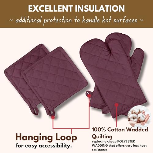 4 Piece Set 2 Oven Mitts & 2 Potholders (4 Count)