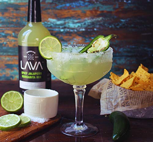 3 Pack) LAVA Premium Spicy Jalapeño Margarita Mix by LAVA Craft Cocktail Co., Made with Real Jalapeños, Agave Nectar, Key Limes, Lots of Flavor and Ready to Use (33.8 Fl Oz)