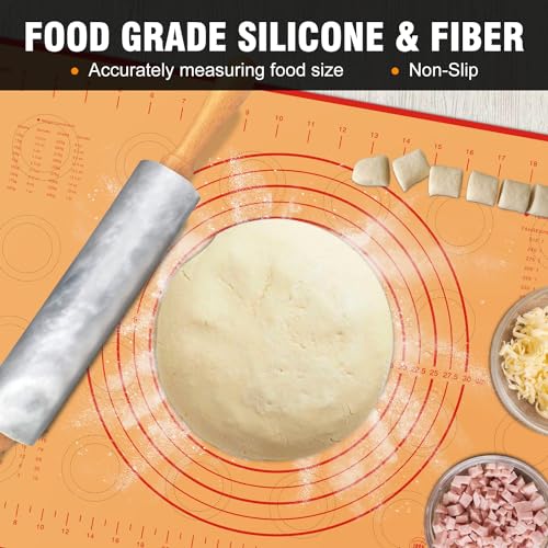 Marble Rolling Pin Set With Non Stick Silicone Pastry Mat