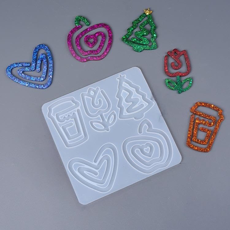 Christmas Book Mark Resin Molds Silicone Bookmark Mold Xmas for Epoxy 5