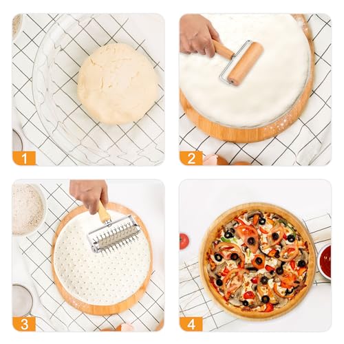2 Packs Pizza Dough Roller & Dough Docker Kit Wooden Rolling Pin for Baking (2 Count)