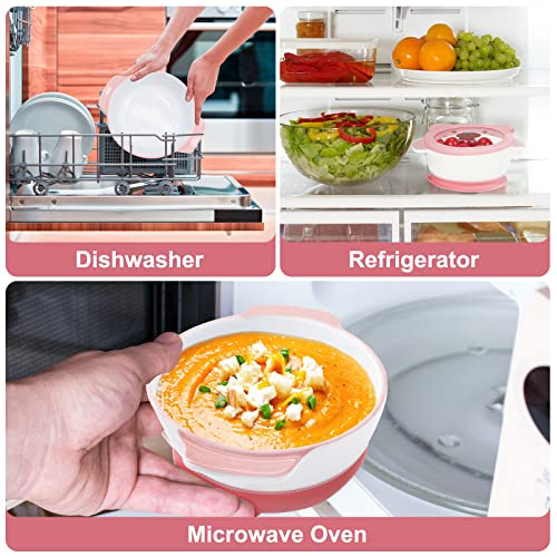 Suction Baby Bowls with Leakproof Tempered Glass Lids for Babies & Toddlers