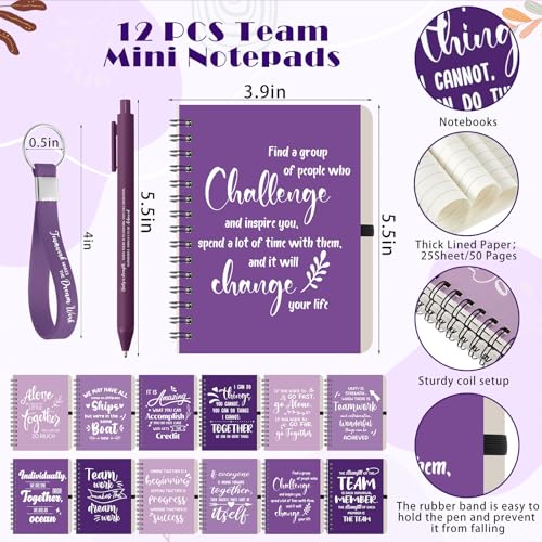 12 Set 48 Pcs Team Appreciation Gift Set Inspirational Employee Appreciation Gift Bulk 16 oz Coffee Cups with Team Notebook Pen Keychains for Staff Teacher (12 Count)