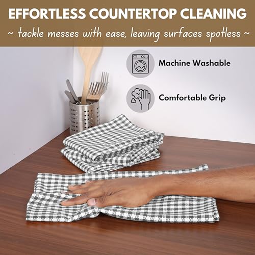 4 Pack Gingham Plaid Kitchen Towels 16"x26"