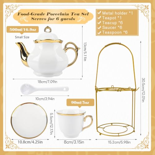 Porcelain Tea Set European Ceramic Tea Cup Saucer Gift Sets for Party (20 Count)