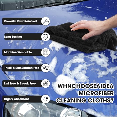 30 Pcs 16 x 16 Inch Edgeless Microfiber Plush Towels for Cars Detailing Drying Wash Polishing Absorbent Cleaning Cloths