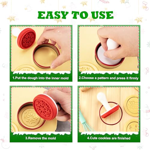 Christmas Cookie Stamps Silicone Cookie Stamps Cookie Cutter Biscuit for DIY Christmas and Daily Baking Set of 6
