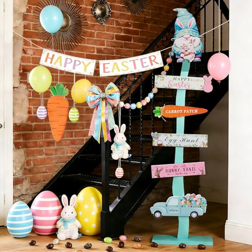 42.9inch Happy Easter Welcome Wooden Porch Sign