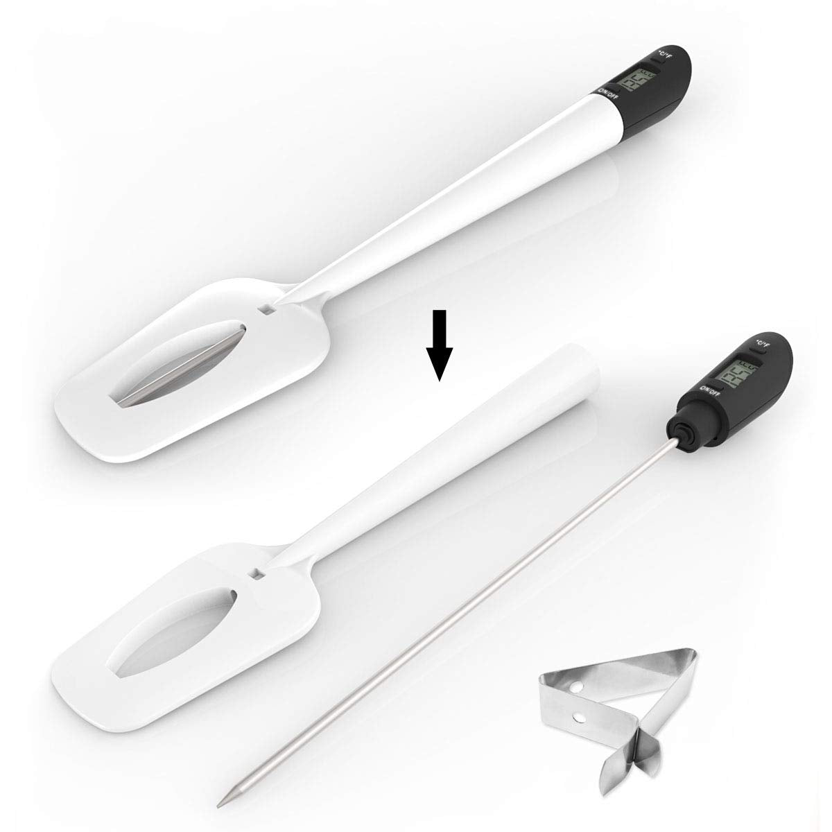Efeng Digital Meat Thermometer Candy Thermometer Spatula Thermometerwith Pot Clip & 9