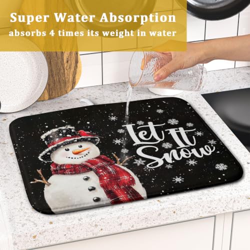 Winter Snowflakes Dish Drying Mat for Kitchen Counter