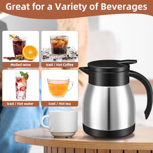 2 Pcs Thermal Coffee Carafe Insulated Stainless Steel Coffee Carafe for Hot Liquid Vacuum Thermal Pot Creamer Pitcher Dispenser with Brushes Keeping Hot Water Milk (2 Count)