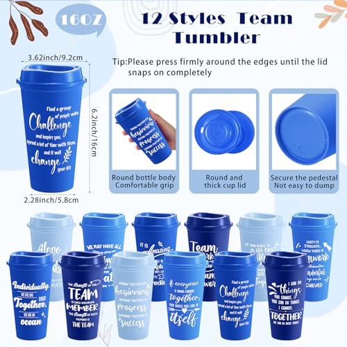 12 Set 48 Pcs Team Appreciation Gift Set Inspirational Employee Appreciation Gift Bulk 16 oz Coffee Cups with Team Notebook Pen Keychains for Staff Teacher (12 Count)