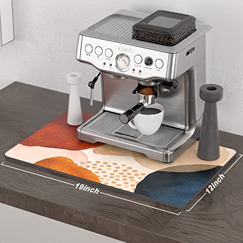 Coffee Mat 12" x 19" Cute Boho Theme Coffee Bar Mats for Espresso Machine Station Accessories and Organizer