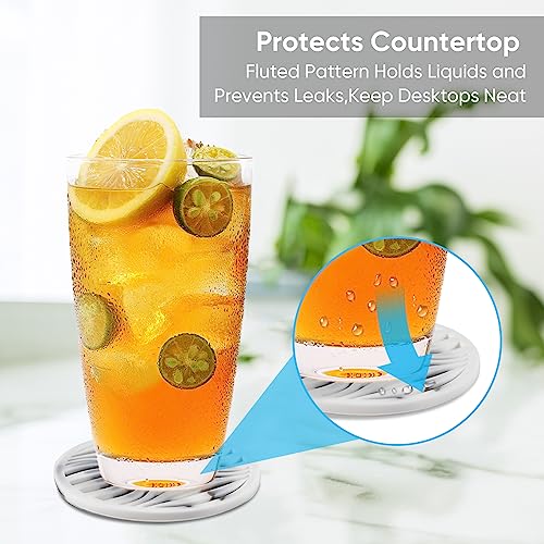 6 Pack Rubber Coasters for Drink with Holder