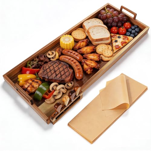 Large Charcuterie Board 30x12 Inch with Cheese Knife Set Acacia Wood