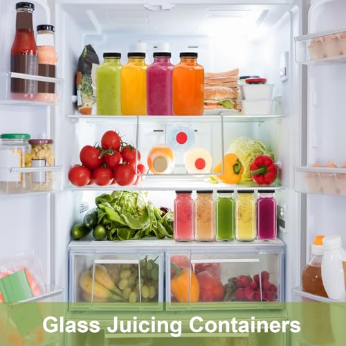 12 pack 8 oz Glass Juice Bottles with Lids (12 Count)