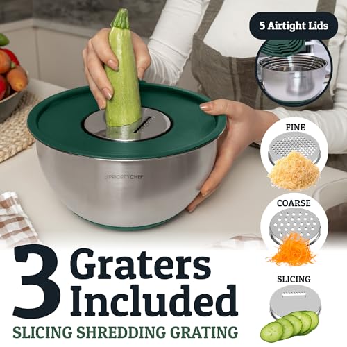 Stainless Steel Mixing Bowls with Lids Set (5 Count)