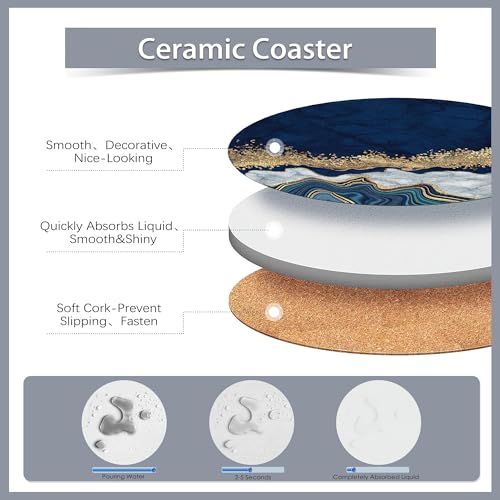 6 Pcs Coasters for Drinks with Holder