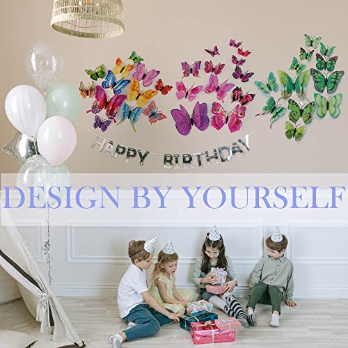 3D Butterfly Wall Decor Butterfly Decorations Stickers with Magnets (72 Count)