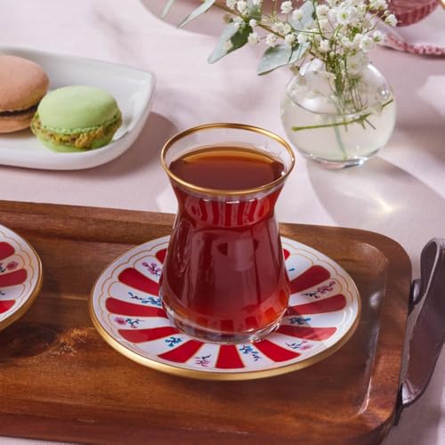 Bursa 12 Piece Turkish Tea Glass and Saucer Set