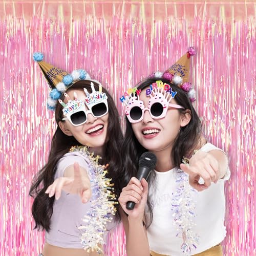 Clear Pink Streamers Party Curtain (2 Count)