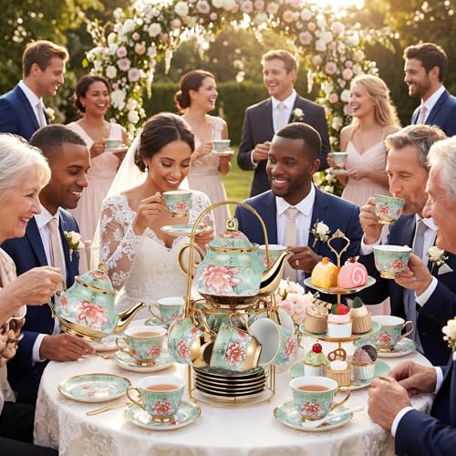 21 Pcs Porcelain Tea Set for Women Tea Party