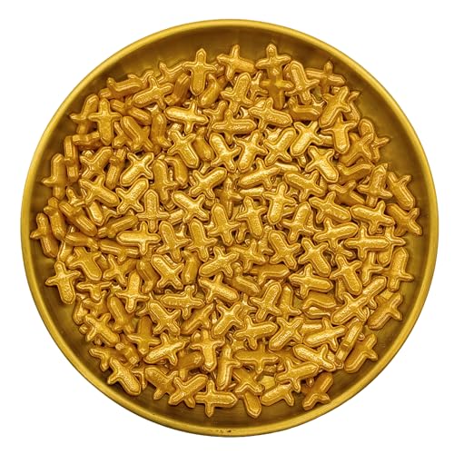 Gold Cross Sprinkles Edible Toppers Cake Decorating Mixed Size Cake Decorations Cupcake Toppers Cookie Decorating Perfect for Cakes (3 Ounce)