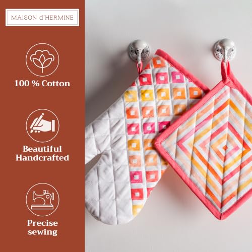 100% Cotton Oven Mitt & Pot Holder Set