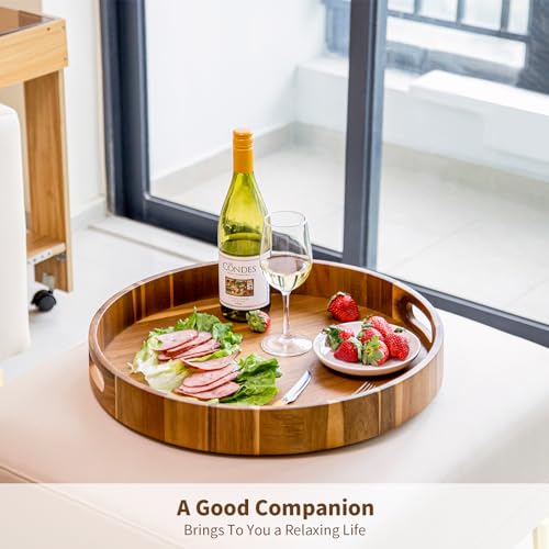 Extra Large 20" Acacia Wood Tray with Handles