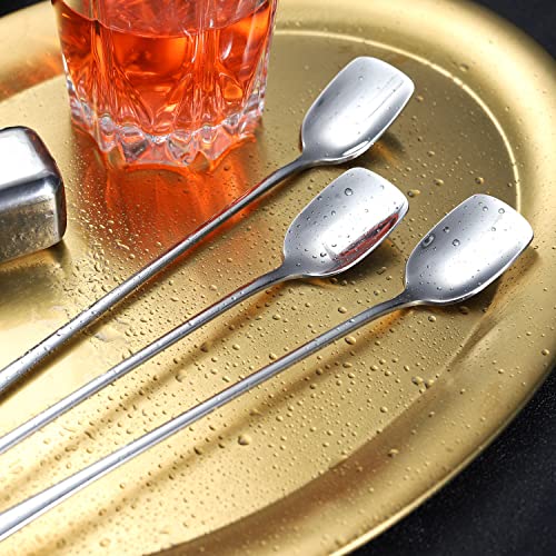 Long Coffee Spoons Steel Set of 6 Stainless Coffee Stirrer Iced Cream Scoop Cocktail Mixing Spoons (6 Count)