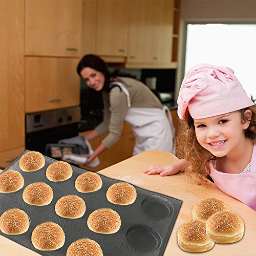 Silicone Hamburger Bread Forms Round Shape Bread Tray Silicone Perforated Silicone Bakery Molds Crusty Bread Bakeware