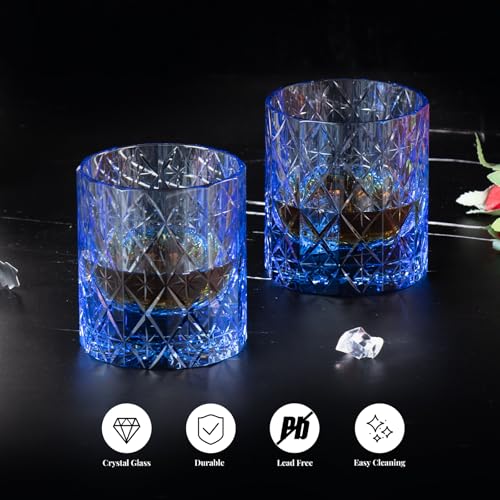 Crystal Whiskey Glasses Set of 2 Hand Blown Old Fashioned Glasses