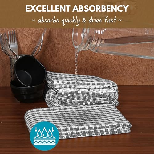 4 Pack Gingham Plaid Kitchen Towels 16"x26"