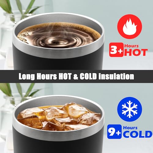 20oz Tumbler Insulated Coffee Tumblers with Lid Stainless Steel Black 4P (4 Count)