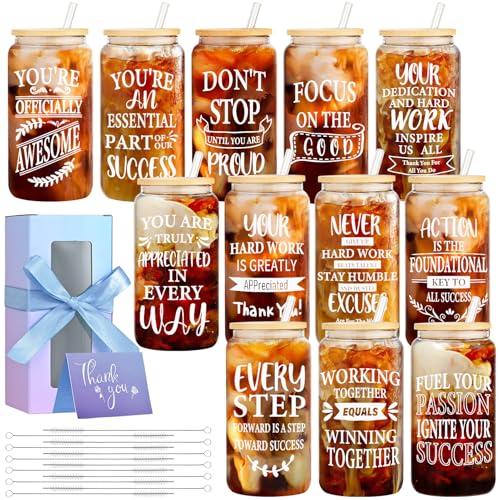 12 Pack Employee Inspiration Gifts Glass Cups (12 Count)
