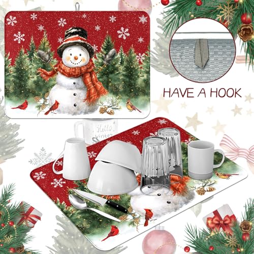Christmas Snowman Dish Drying Mat