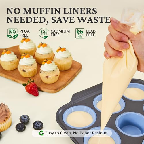 Silicone Muffin Pans for Baking with Metal Frame