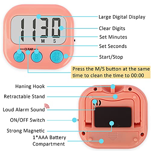 Digital Kitchen Timers for Cooking (12 Count)