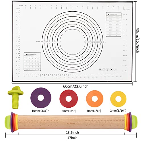 Rolling Pin with Thickness Rings (2 Count)