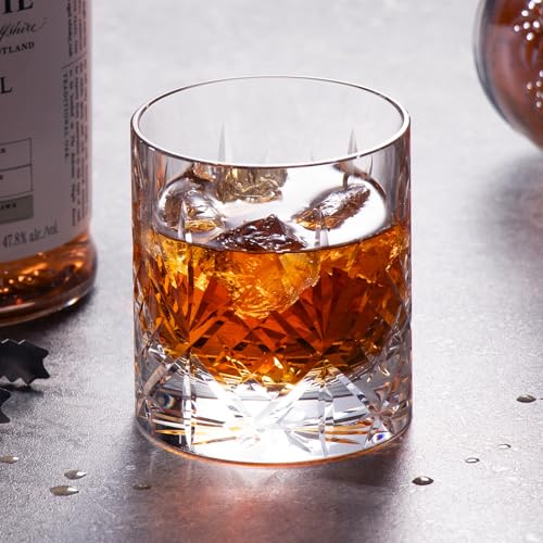 Crystal Whiskey Glasses Set of 2 Handcrafted Old Fashioned Glasses (2 Count)