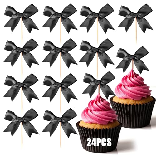 24Pcs Bow Cupcake Toppers (24 Count)